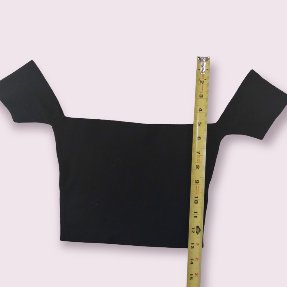 💝(3/$25)  Silence + Noise Ribbed Off Shoulder Crop Top Black - Picture 5 of 5